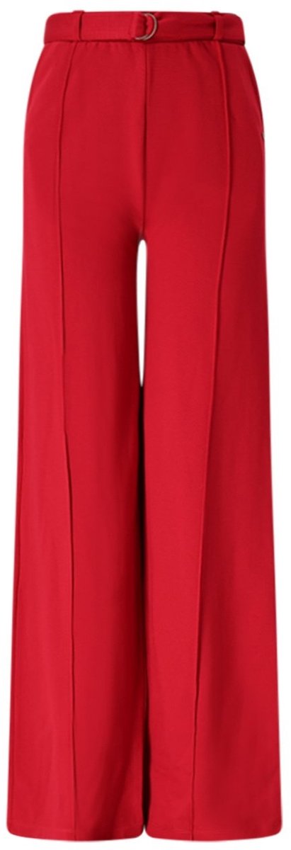 NoBell winter wide leg broek meisjes - rood - Salet - interlock, met riem