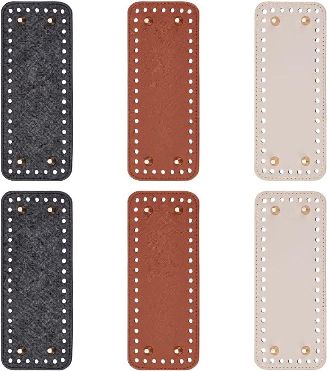 Leren bodemkussens 6 stuks - Rechthoekige bodembekleding - Handtassen bodemvormvulling - 3 kleuren - Tassen accessoires