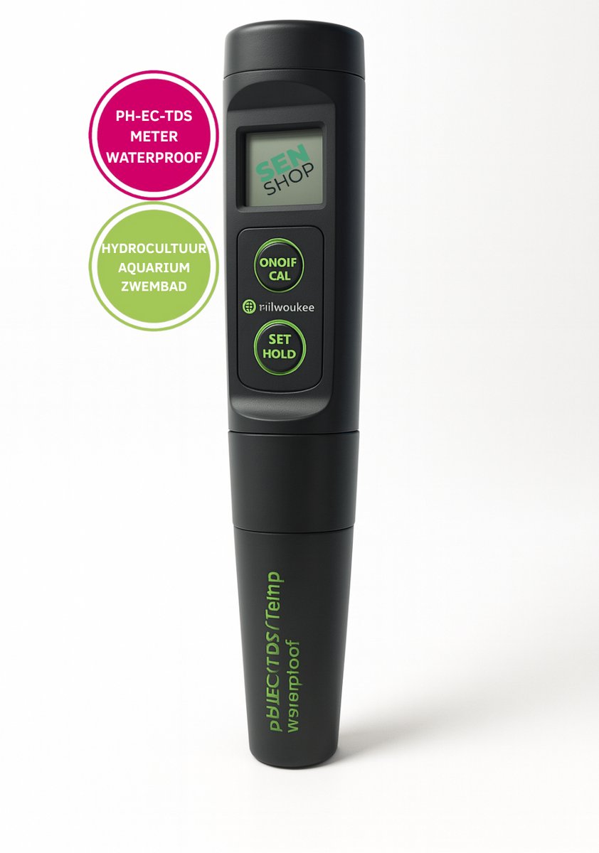pH meter waterproof, Milwaukee pH EC TDS Temp, digitale pH meter, waterkwaliteit tester, hydrocultuur meetinstrument, aquarium pH tester, EC meter Milwaukee, TDS meter water, pH meter tuinbouw, pH EC TDS temperatuurmeter