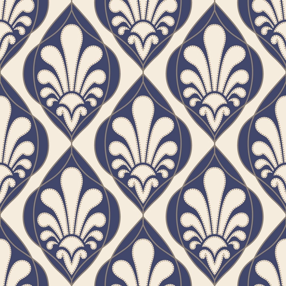 Barok behang 240139 blauw creme goud