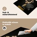 Illustratie van een druppel en de tekst 'Vuil- & waterafstotend' en 'Makkelijk schoon te maken'.
