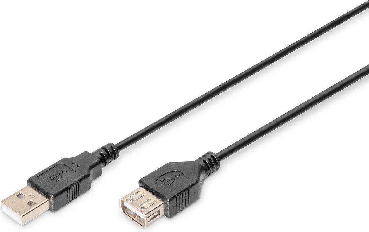 Digitus USB 2.0 Verlengkabel [1x USB-A 2.0 stekker - 1x USB 2.0 bus A] 3.00 m Zwart