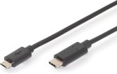 Digitus USB-kabel USB 2.0 USB-C stekker, USB-micro-B stekker 1.80 m Zwart Rond, Stekker past op beide manieren, Afgesch