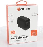 Griffin - PowerBlock Adapter| USB-C PD| 30W | Fast Charger (Zwart) met EU & UK Plugs
