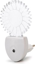 Stekkerlamp - Stekkerspot met Dag en Nacht Sensor - Aigi Essi - 0.5W - RGB - Rond - Mat Wit - Kunststof - Zon - BES LED
