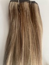 Hair Weave weft human hair voor weaving,clip in extensions & microings 70cm 100gram brown mix
