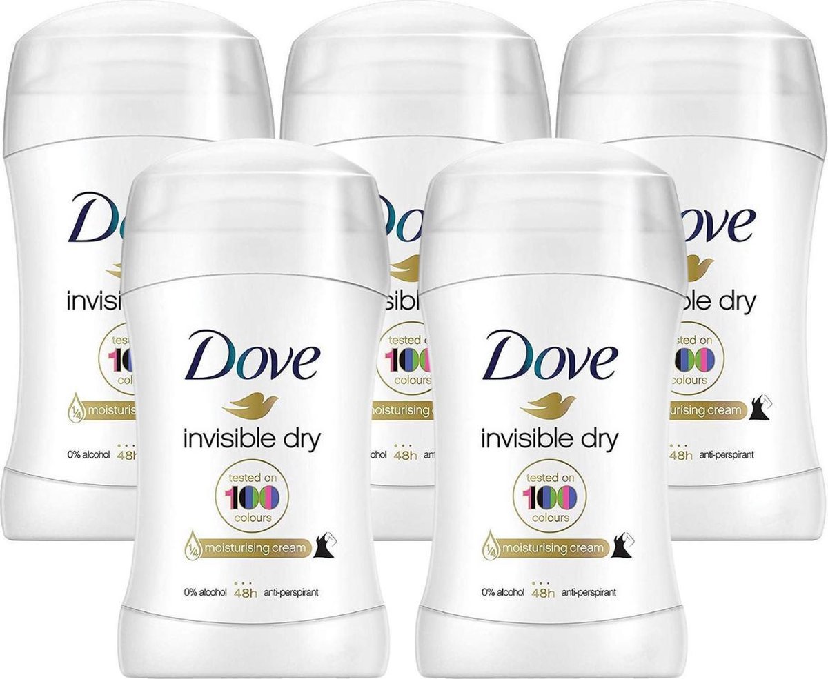 Goedkoopste Dove Invisible Dry Deodorant Vrouw - Anti Transpirant Deodorant Stick met 0 Alcohol en 48 Uur Zweetbescherming - Bestverkochte Deo - 5 Stuks