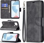 Voor OPPO Realme C21/C20 Retro Lamsvacht Textuur Pure Kleur Horizontale Flip PU Lederen Case met Houder & Kaartsleuven & Portemonnee & Lanyard (Zwart)