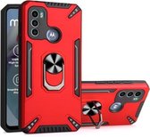 Voor Motorola Moto G60 PC + TPU-beschermhoes met 360 graden draaibare ringhouder (rood)