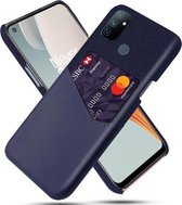 Voor OnePlus Nord N100 Doek Textuur PC + PU Lederen Achterkant Schokbestendig Hoesje met Kaartsleuf (Blauw)