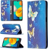 Voor Samsung Galaxy M32 Gekleurde Tekening Patroon Onzichtbare Magnetische Horizontale Flip PU Lederen Case met Houder & Kaartsleuven & Portemonnee (Kingdee)