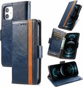 CaseNeo Business Splicing Dual Magnetic Buckle Horizontal Flip PU Leather Case met houder & kaartsleuven & portemonnee voor iPhone 13 (blauw)