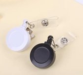 Badgehouder met trekkoord - 2 stuks - zwart- wit -badgehouder zwart -Intrekbare Badge Reel Clip  Id-kaart Badge houder