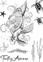 Stempel - Creative Expressions - Pink ink A5 - Clear stamp - sea turtle