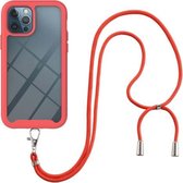 Starry Sky Solid Color Series Schokbestendige pc + TPU-beschermhoes met nekriem voor iPhone 11 Pro Max (rood)