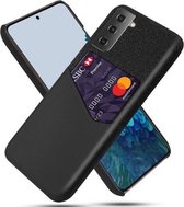 Voor Samsung Galaxy S21 5G Doek Textuur PC + PU lederen achterkant Schokbestendig hoesje met kaartsleuf (zwart)