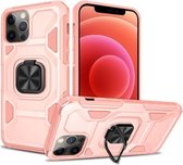 Knight Cool Series pc + TPU schokbestendig hoesje met magnetische ringhouder voor iPhone 12 Pro Max (roségoud + perzikroze)