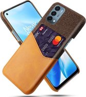 Voor OnePlus Nord 200 5G Doek Textuur PC + PU lederen achterkant Schokbestendig hoesje met kaartsleuf (oranje)
