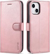 AZNS Skin Feel Kalf Textuur Horizontale Flip Leren Case met Kaartsleuven & Houder & Portemonnee Voor iPhone 13 Mini (Rose Gold)