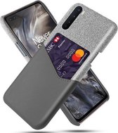 Voor OnePlus Nord Doek Textuur PC + PU lederen achterkant Schokbestendig hoesje met kaartsleuf (grijs)