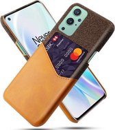 Voor OnePlus 9 Doek Textuur PC + PU lederen achterkant Schokbestendig hoesje met kaartsleuf (oranje)