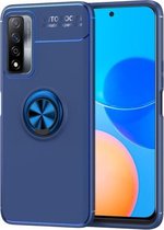 Voor Honor Play 5T Pro metalen ringhouder 360 graden roterende TPU-hoes (blauw)