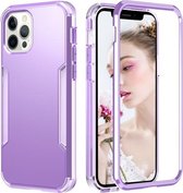 3 in 1 effen kleur schokbestendige pc + TPU-beschermhoes voor iPhone 13 Pro Max (paars)