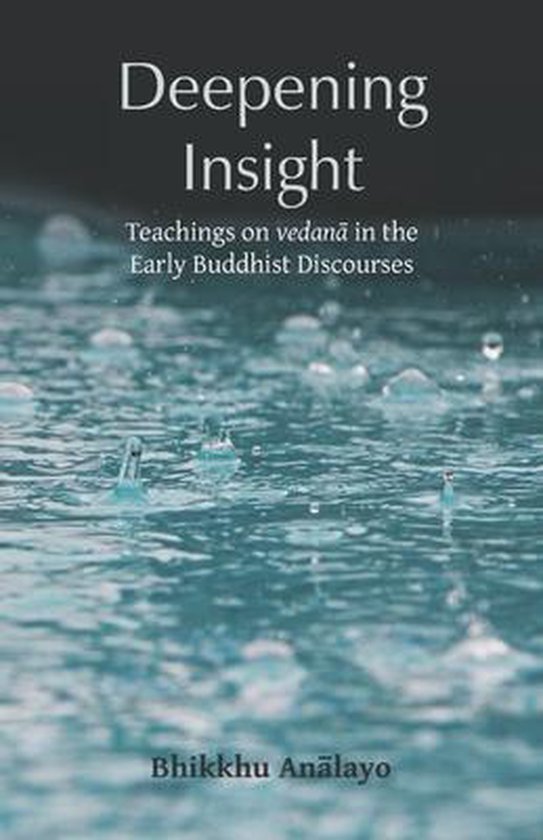 Boek met de titel "Deepening Insight" met regen op water op de omslag.