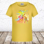 Geel t shirt met paard -James & Nicholson-110/116-t-shirts meisjes