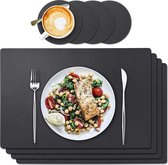 Placemats | Onderzetters | 8 Stuks | Zwart | Antislip | Hittebestendig | Waterdicht | 45x30 cm