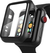 Geschikt voor Apple Watch 4/5/6 44 mm Hoesje en Screen protector in 1 - Zwart - iWatch 4/5/6 360 graden - 44 mm