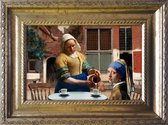 Grappige kunst in het klein - Meisje met de Parel en Melkmeisje in het Straatje van Vermeer - ingelijst 20x15cm