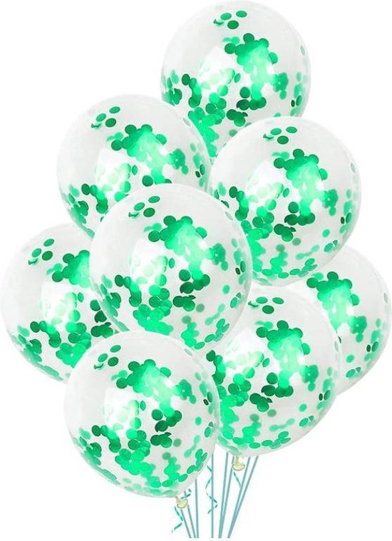 C&C 20 Confetti Ballonnen Groen papier 40 cm - Latex - Huwelijk - Verjaardag - Feest/Party