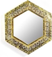 WOONENZO Sayenna -Gouden spiegel -Wandspiegel-Goudkleurig-Hexagon-59*51