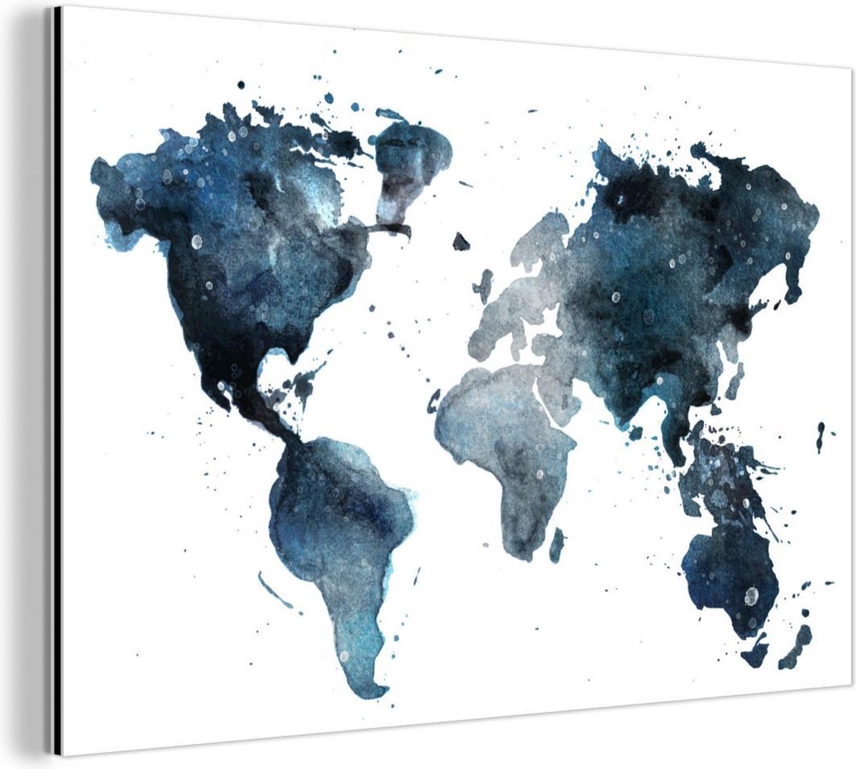 Afbeelding van product MuchoWow  Wanddecoratie Metaal - Aluminium Schilderij - Wereldkaart - Blauw - Abstract - 120x80 cm