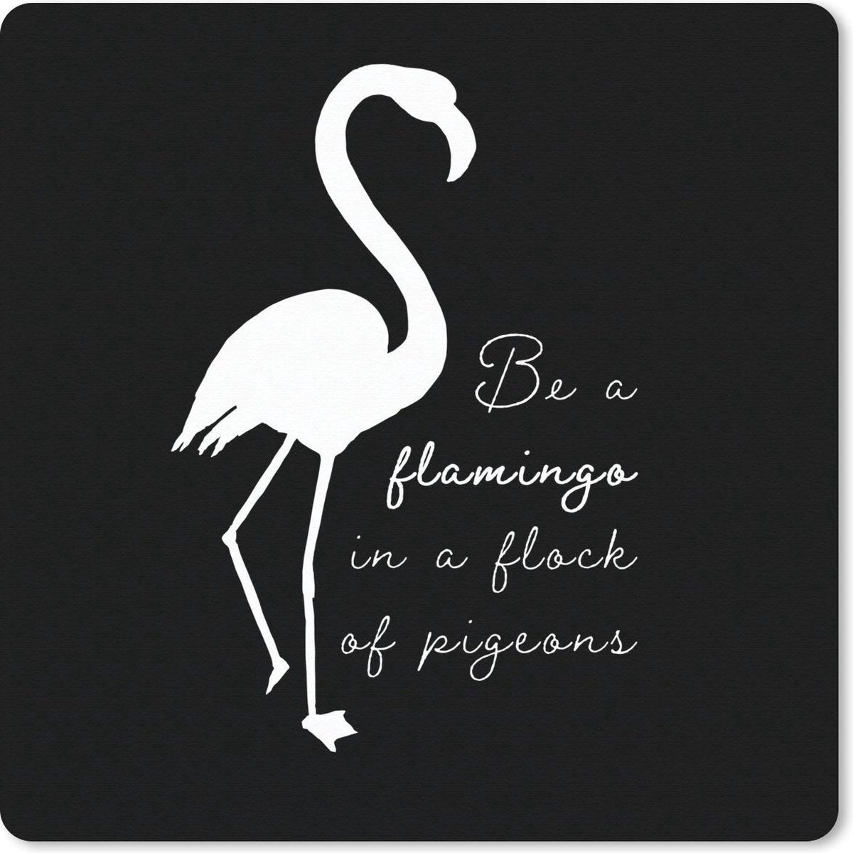 Muismat 30x30 cm - Mousepad Flamingo - Letters - Wit - Muismatten