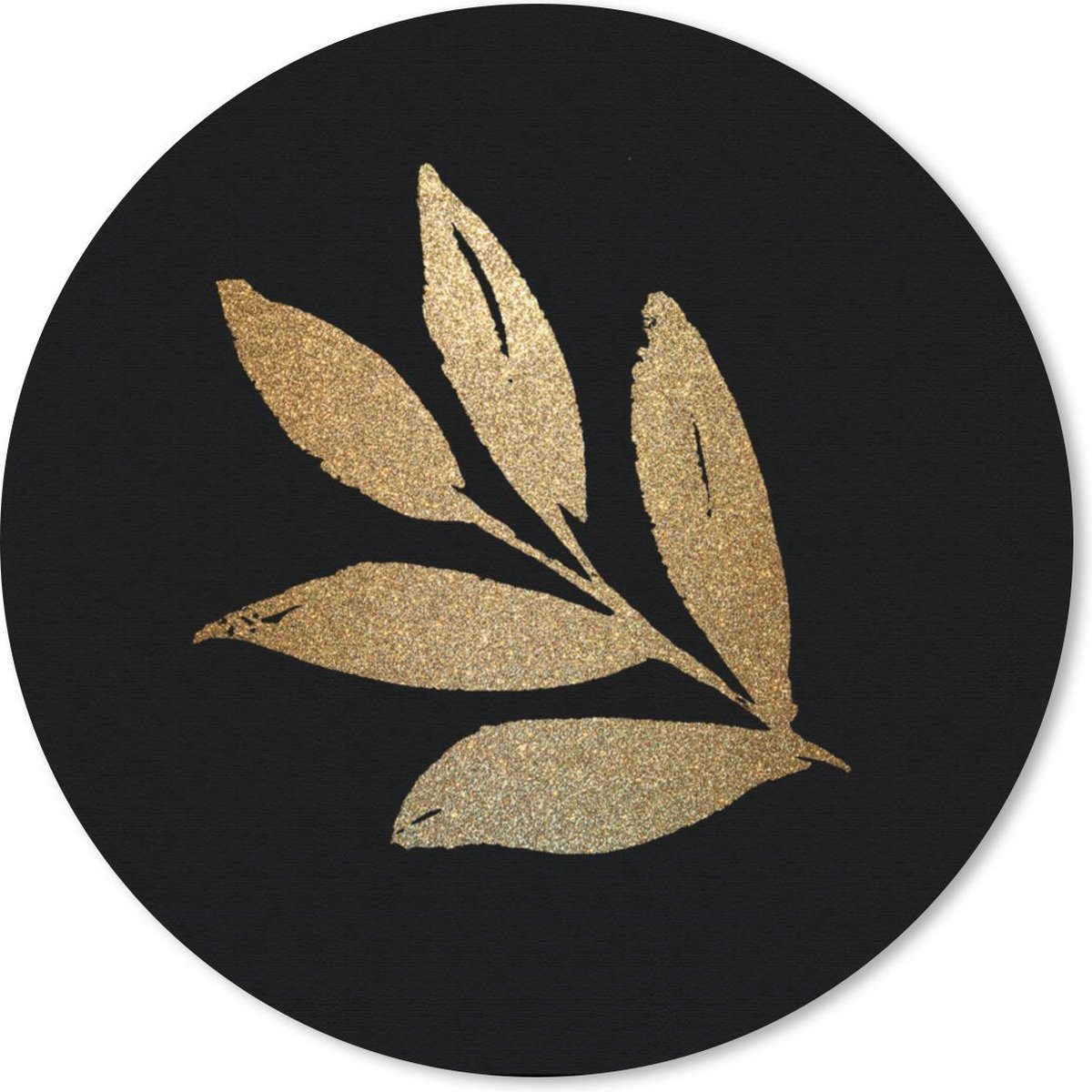 Muismat rond 20x20 cm - Mousepad Bladeren - Goud - Tak - Ronde muismatten