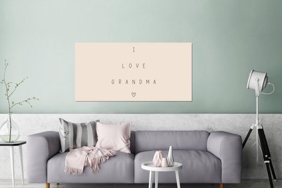 Décoration murale Métal - Peinture Aluminium Industriel - J'aime grand-mère - Proverbes - Grand-mère - Citations - 160x80 cm - Dibond - Photo sur aluminium - Décoration murale industrielle - Pour le salon/chambre