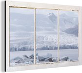 Wanddecoratie Metaal - Aluminium Schilderij Industrieel - Doorkijk - Sneeuw - IJs - 180x120 cm - Dibond - Foto op aluminium - Industriële muurdecoratie - Voor de woonkamer/slaapkamer