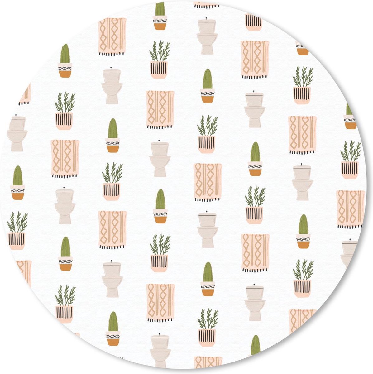 Muismat rond 30x30 cm - Mousepad Badkamer - Planten - Patroon - Ronde muismatten