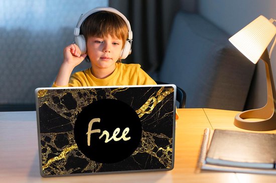 Autocollant pour ordinateur portable - 13,3 pouces - Citations - Gratuit - Or - Marbre - 31x22,5 cm - Autocollants pour ordinateur portable - Peau d'ordinateur portable - Housse