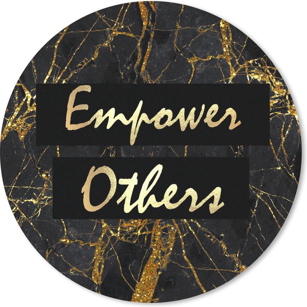 Muismat rond 30x30 cm - Mousepad Quote - Power - Goud - Marmer print - Ronde muismatten