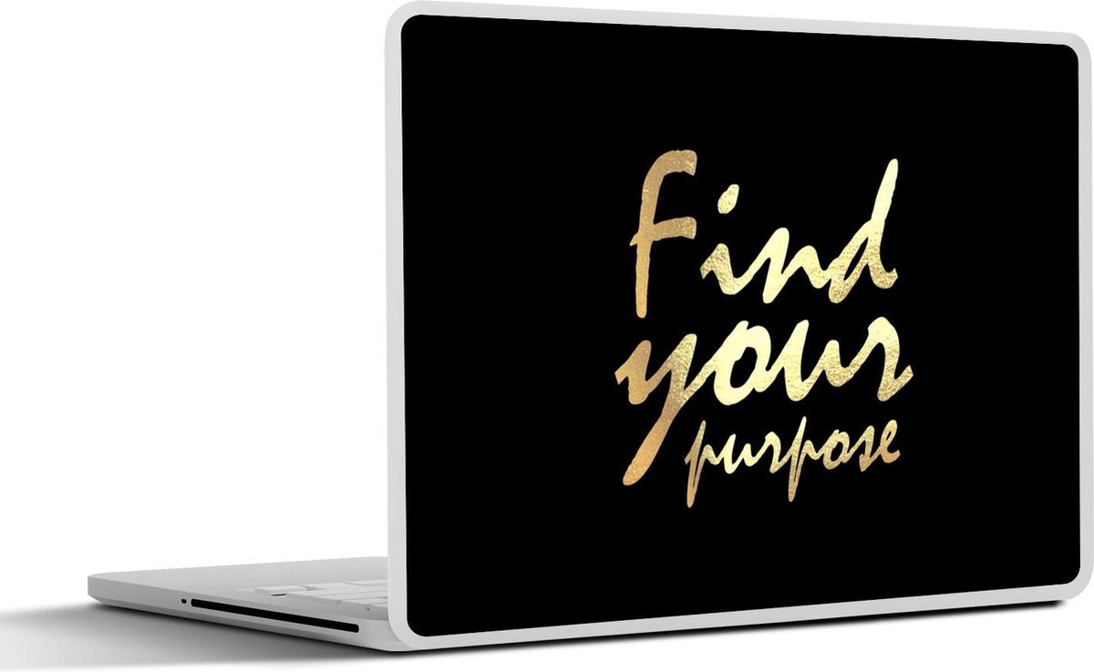 Laptop sticker - 11.6 inch - Quote - Doel - Zwart - Goud - 30x21cm - Laptopstickers - Laptop skin - Cover
