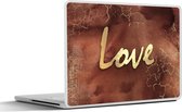 Laptop sticker - 10.1 inch - Quote - Liefde - Bruin - Goud - 25x18cm - Laptopstickers - Laptop skin - Cover
