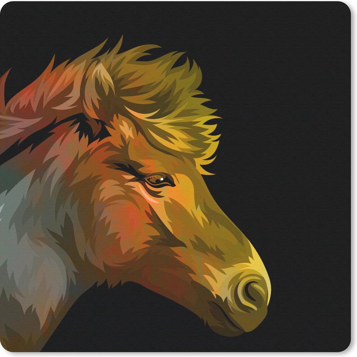 Muismat 30x30 cm - Mousepad Paard - Geel - Rood - Meisjes - Kinderen - Meiden - Muismatten