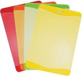 Set van 4 stuks, 20 x 14 cm, rood, oranje, groen, geel, kunststof snijplank, kleurrijk, 20,1 x 13,9 x 3,1 cm, 4 stuks