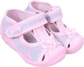 Roze en grijs sandalen, pantoffels met bloemen, vastgemaakt met klittenband 22