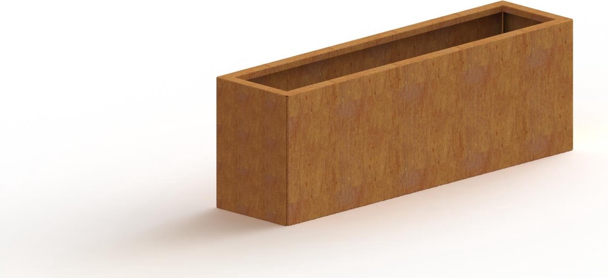 Cortenstaal plantenbak - Rechthoek - 120x30x80cm - Roestkleur - Met bodem - MySteel