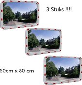 3 STUKS!!!! Verkeersspiegel,  Veiligheidsspiegel, Bewakingsspiegel, Panoramische spiegel, convex, waterdicht, voor garages, oprit, winkel, hal, werkplek , 60 x 80 cm met reflectore