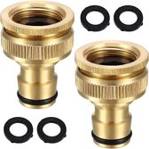 Kraanstuk - Zinaps Pack van 2 Messing Tuinslang Koppeling Messing Tap Connector Tap Adapter 1/2 inch en 3/4 inch voor thuiswerf / wasmachine draad Tap (WK 02129)